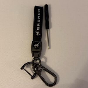 Bronco Key Fob Keychain in Black Leather NWT